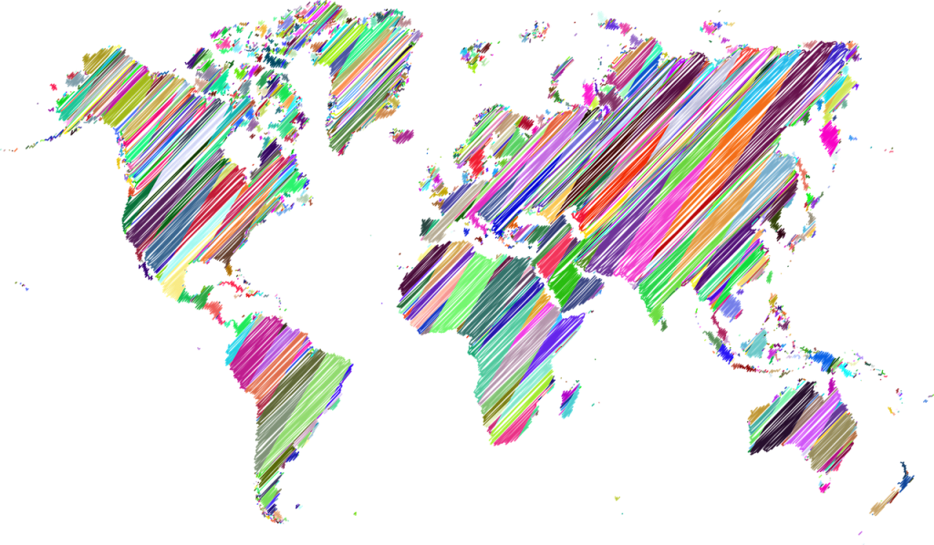 color scribbled map of the world